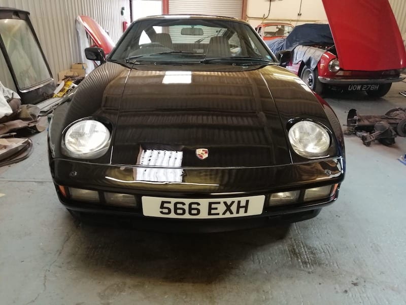 Fostering Classics Porsche 928 front in the garage