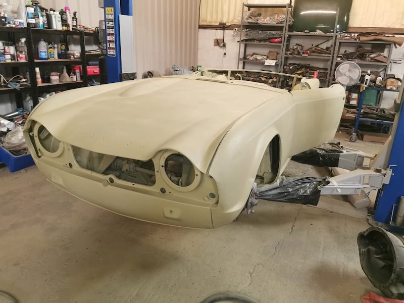 Fostering Classics - Triumph TR4 - front after etch primer