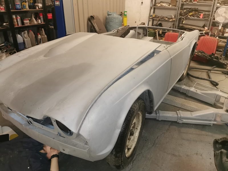 Fostering Classics - Triumph TR4 - front view before primer