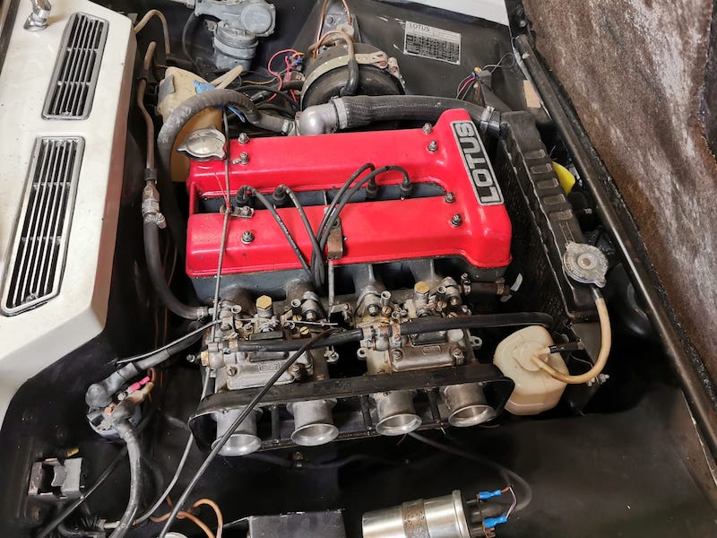 Fostering Classics - Lotus - engine bay before restoration