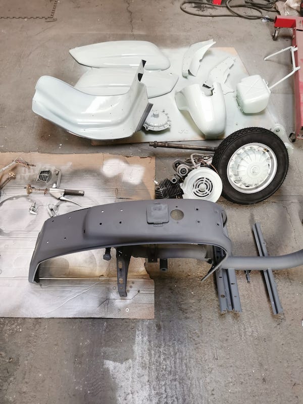 Fostering Classics - Lambretta - parts primes and painted