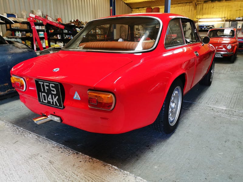 Alfa Romeo GT Junior - in the workshop rear - Fostering ClassicsAlfa Romeo GT Junior - in the workshop rear- Fostering Classics