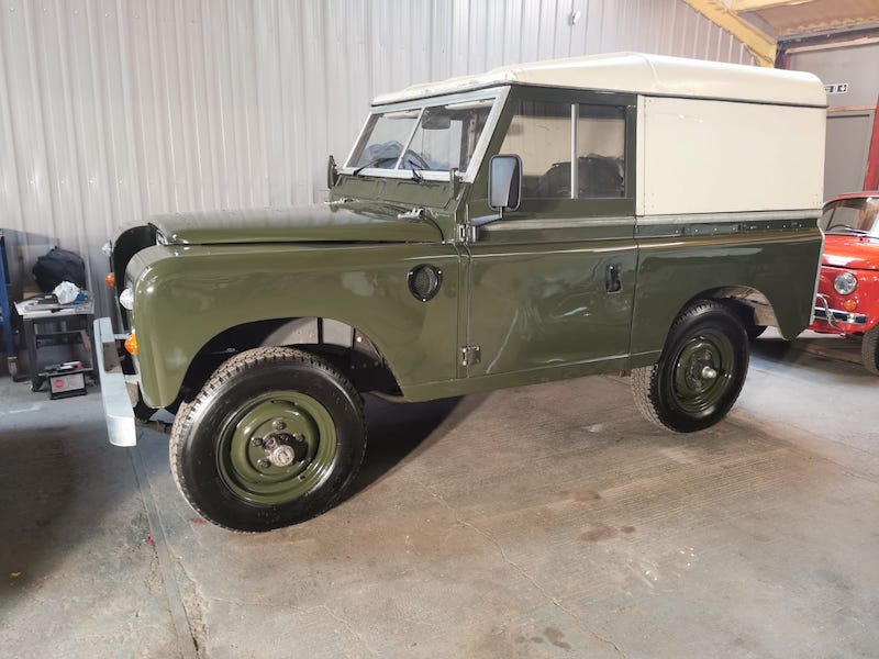 Land Rover Series 3 - in the workshop side view - Fostering Classics