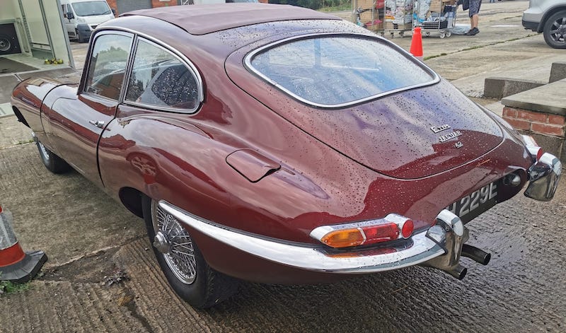 back view - jaguar e-type - fostering classics