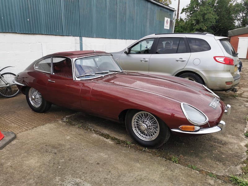 side view from a distance - jaguar e-type - fostering classics