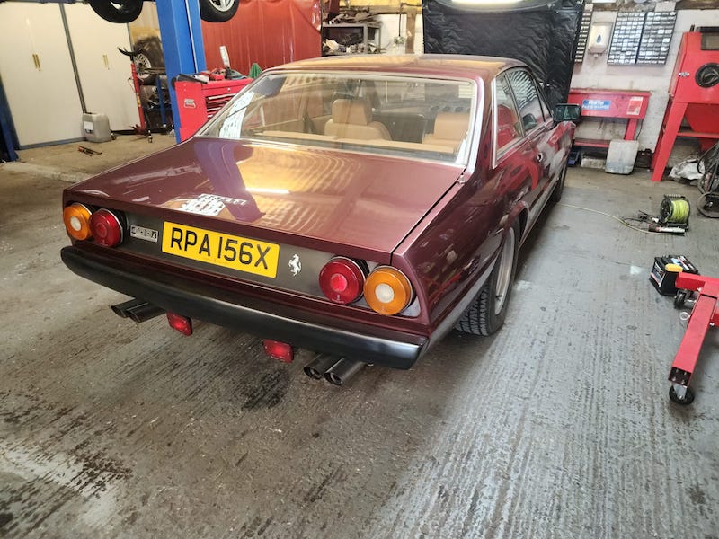 Ferrari 400i - rear view - Fostering Classics