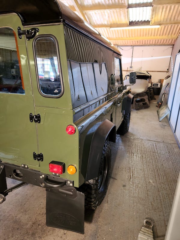 Land Rover Defender 90 - completed from the rear - Fostering Classics