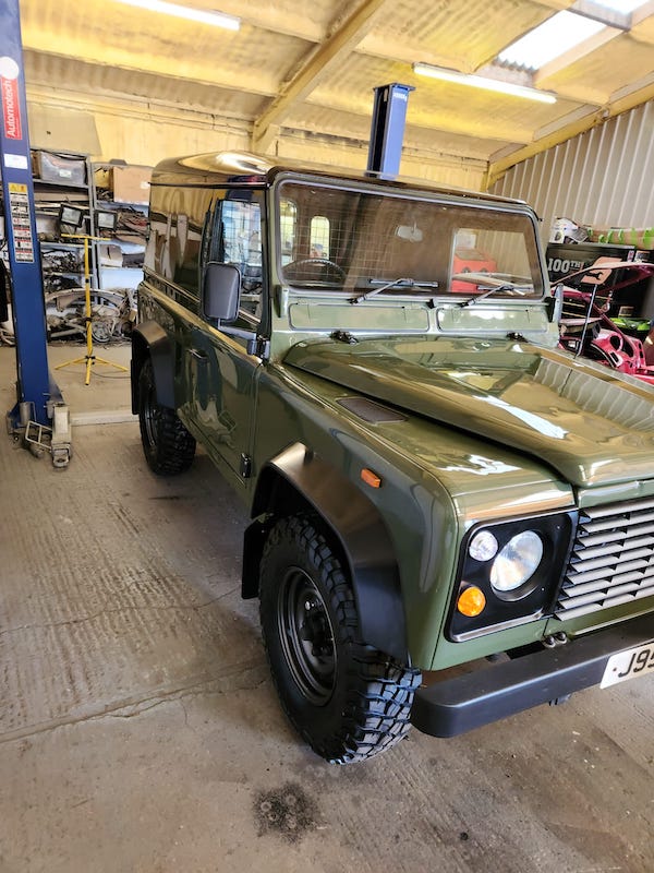 Land Rover Defender 90 - completed front angle - Fostering Classics