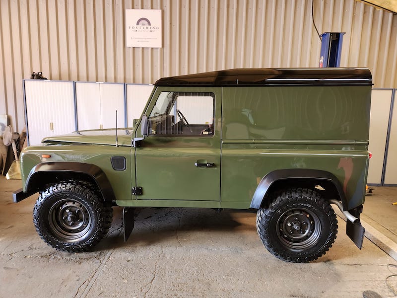 Land Rover Defender 90 - completed profile view- Fostering Classics