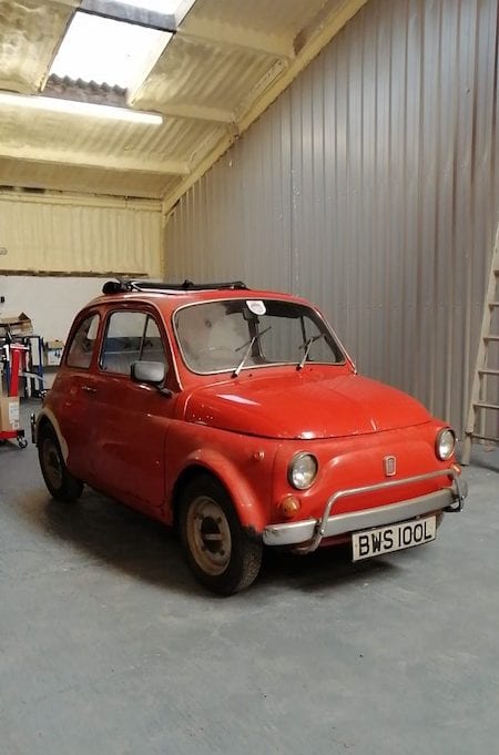 Fostering Classics Fiat 500L total view prior restoration 2
