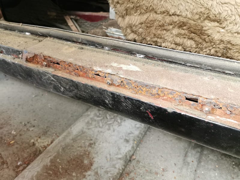Triumph Vitesse estate - corroded cill - Fostering Classics